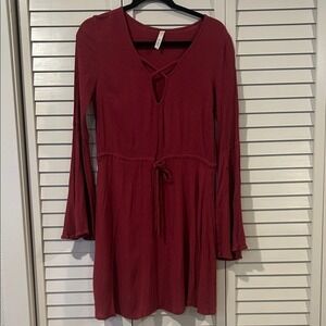 Bo Bel Long Sleeve Burgundy‎ Dress Size M